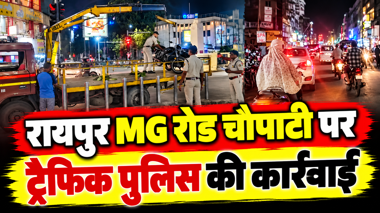 Raipur News: MG रोड चौपाटी पर अवैध पार्किंग पर ट्रैफिक पुलिस की बड़ी कार्रवाई